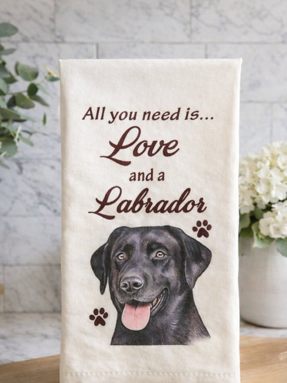 Labrador Tea Towel  Dog Lover Gift  Black Lab Kitchen Decor NWOT Pet‑Themed Home
